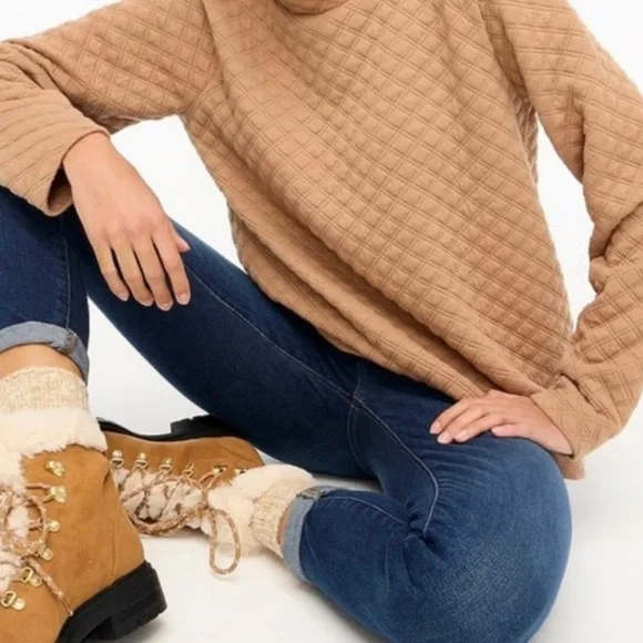 J. Crew Quilted Mockneck Pullover - Picture 2 of 5